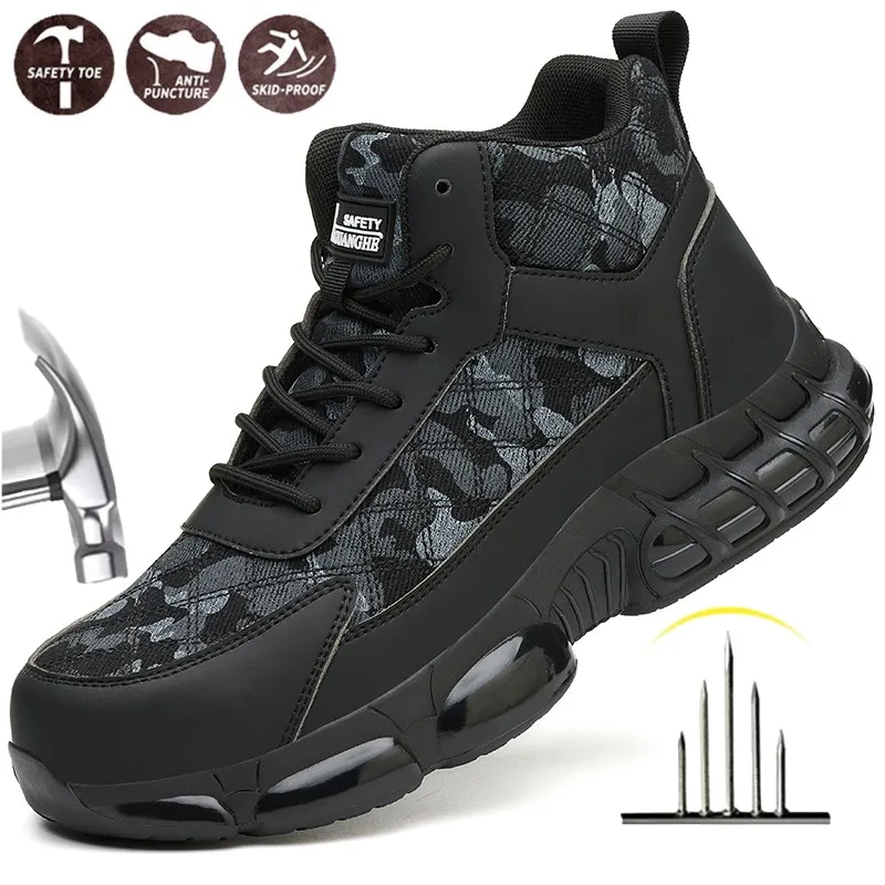 

Steel Toe Anti-puncture Indestructible Safety Shoes Anti-smash Slip Resistant Security Protective Shoes Work Hiker Boots for Men