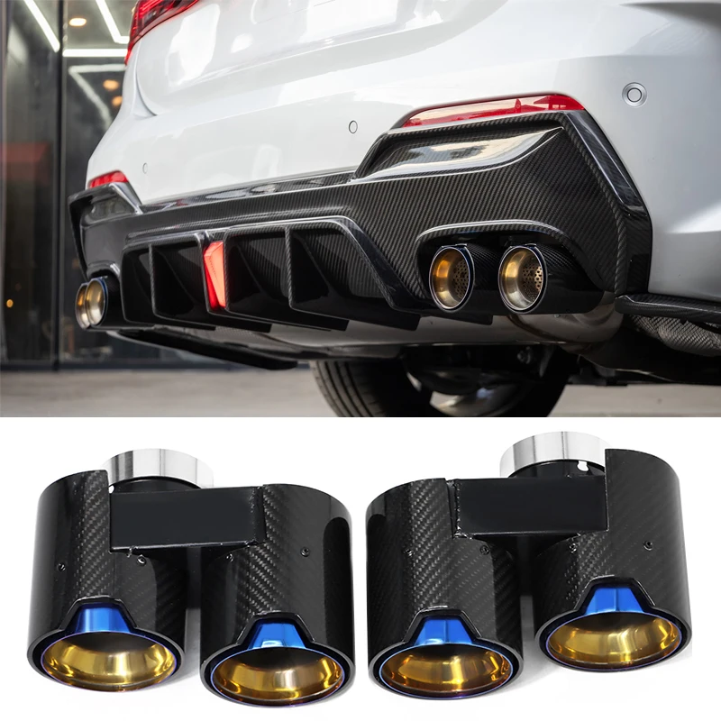 Quad Carbon Fiber Exhaust Tip For BMW G22 G23 G26 420i 430i 425i Muffler Tip Exhaust Nozzle Exhaust Pipe Replacement Tailpipe