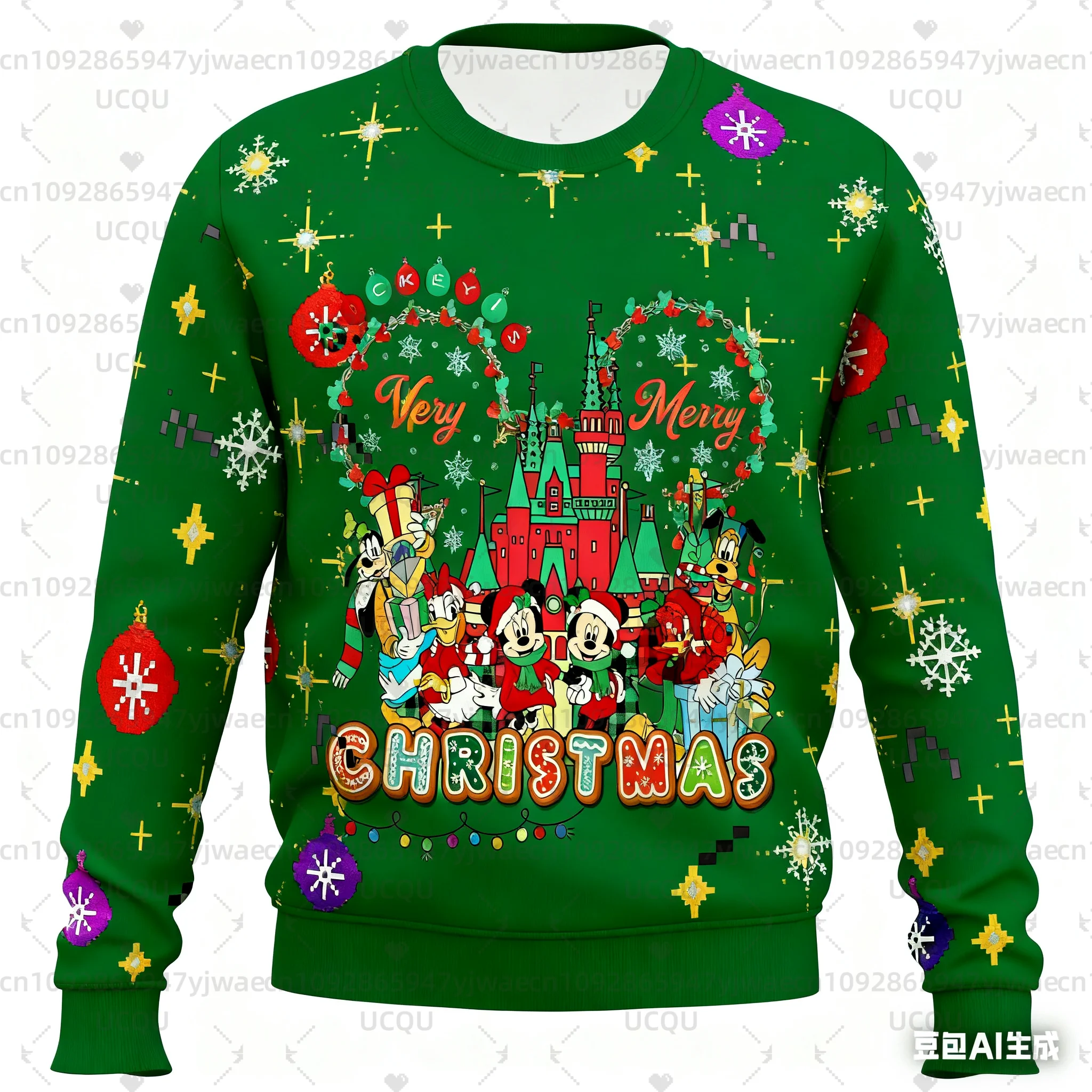 Dames Kerst Mickey Mouse en Vrienden Grafisch Sweatshirt Casual Pullover Outdoor Herensweatshirt