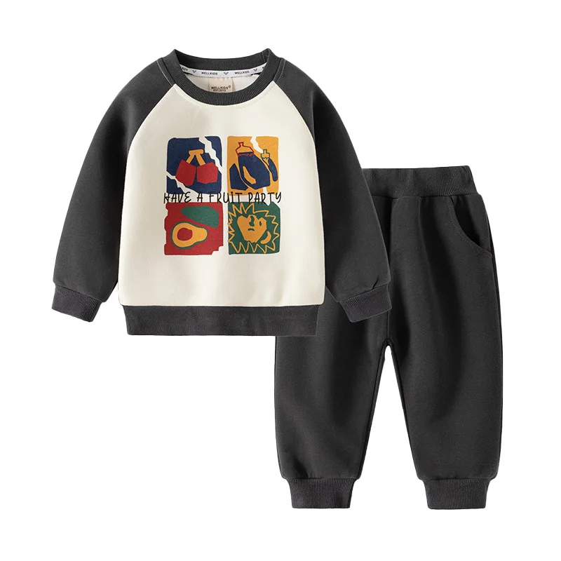 

Children's Clothing 2024 New Suits Boys Sweatshirts and Sweatpants Cartoon Print Two-piece Suit