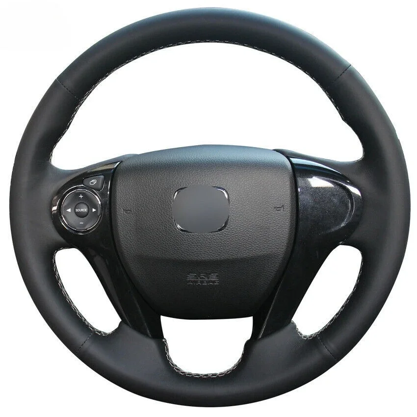 

DIY Hand-Sewn Real Leather Steering Wheel Cover Wrap for Honda Accord 9 Pilot Ridgeline Crosstour Auto Interior Accessories