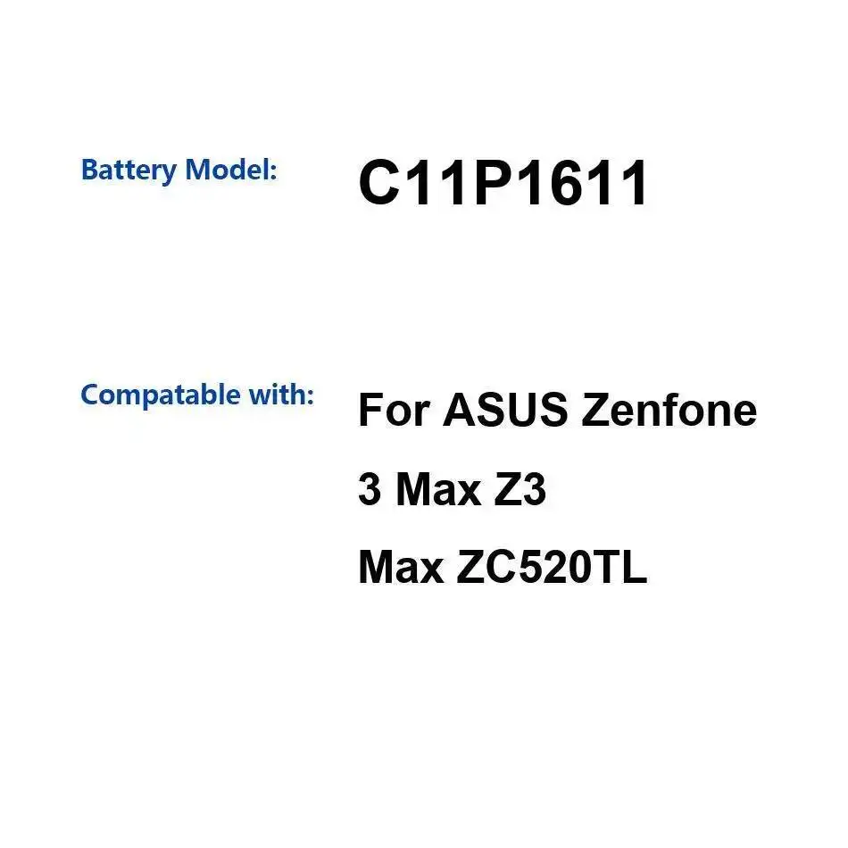 

4130 мАч для Asus Zenfone 3 Max Z3 ZC520TL аккумулятор мобильного телефона C11P1611 высокая эффективность