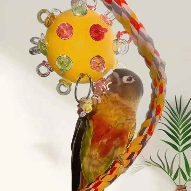 Interaction Parrot Stress Reduce Hanging Ball Plastic Chew Toy Cage Engagement Toy for Boredom Birds Fun Activity 