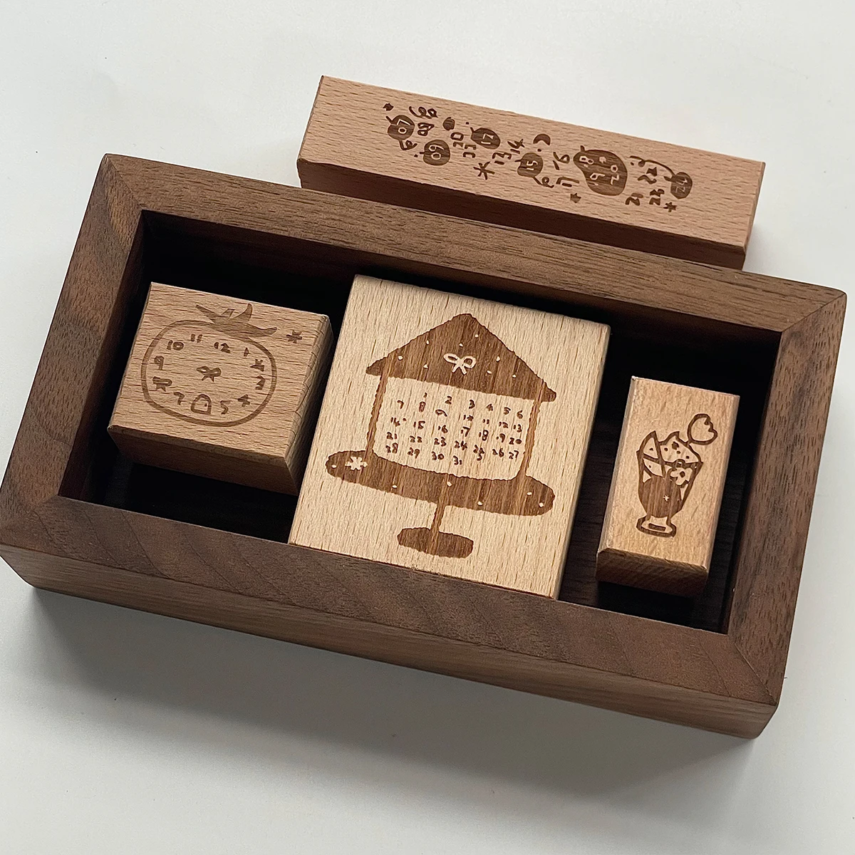 Beech Wooden Stamps for Planners Journals Vintage Small Pattern Functional Stamps Timeline Stamp Decorative DIY Scrapbooking