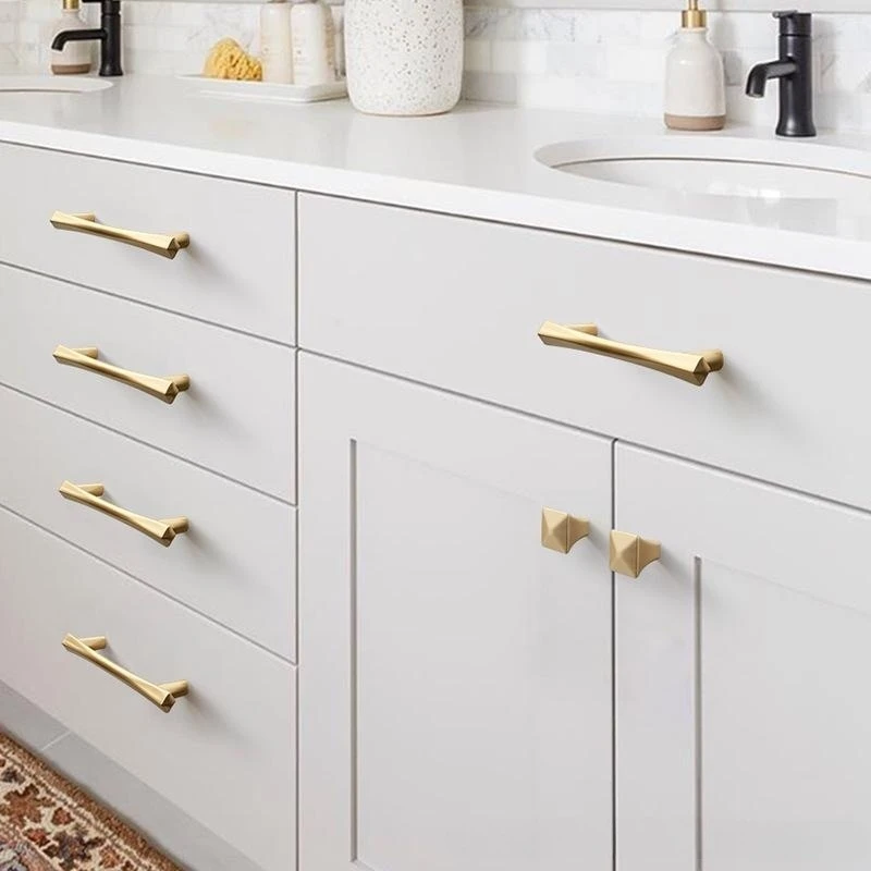 Gold Cupboard Kitchen Hardware Modern Zinc Alloy Cabinet Drawer Handles Dresser Furniture Knobs Dooroom Pulls Drawer Knobs