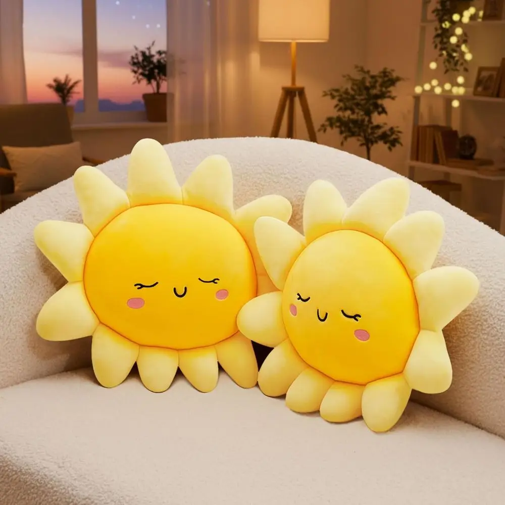 2-Pack Sun-Shaped Plush Pillows, Cute Sofa Cushions, Ideal for Cars, Beds, and Home Décor (13.7 Inch)