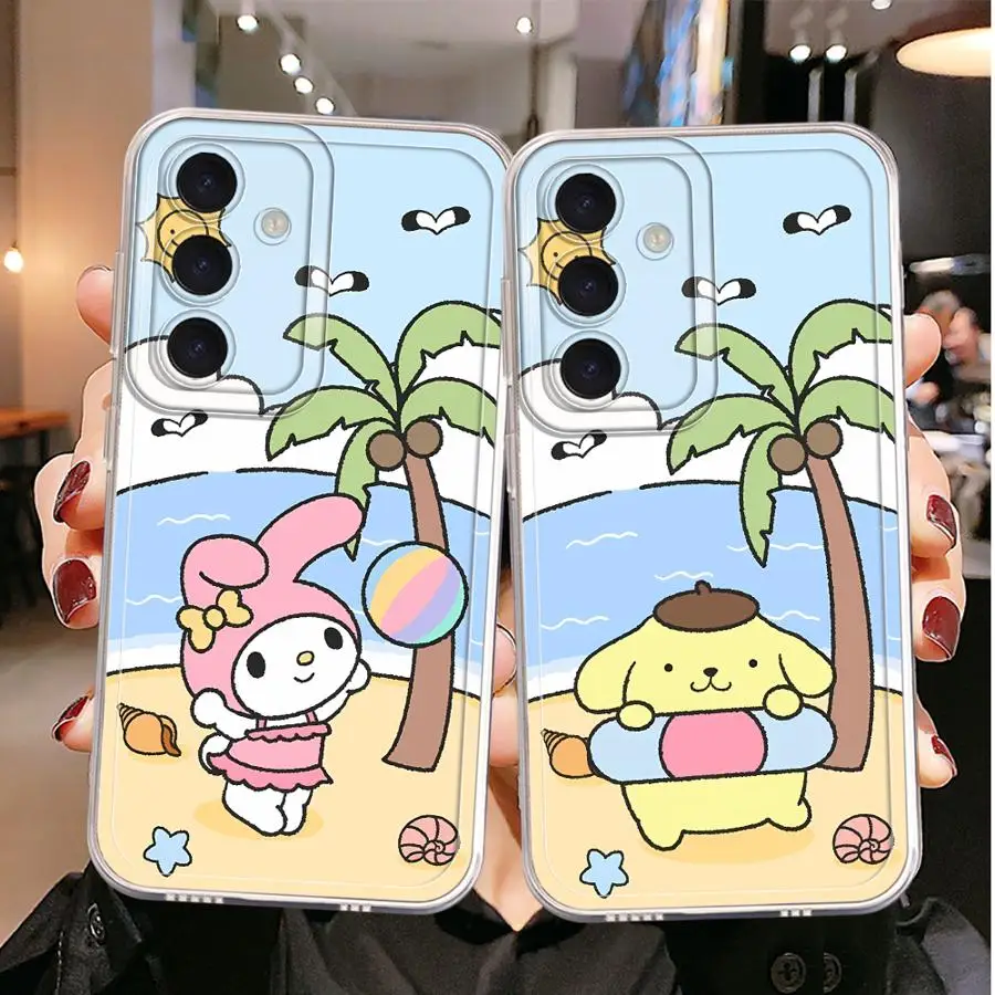 Sanrio Melody Kuromi funda de teléfono suave transparente para Samsung Galaxy A56 A52 A71 A04 A31 A02 A55 A73 A06 A50 A51 A54 A53 A50 A03 A72