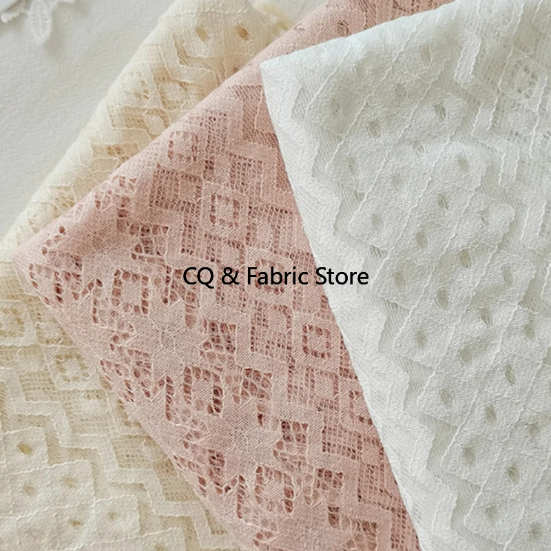 

Эластичная кружевная вышитая ткань розового и белого цвета для штор и украшений одежды, материал для шитья своими руками по метрам