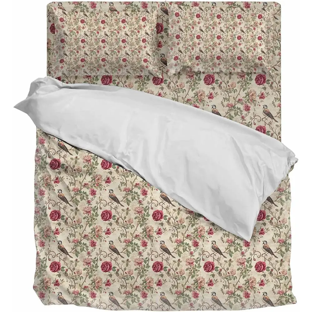 

Duvet Cover Caliornia King Size Vintage Birds Pink lowers Ultra Sot Bedding Set Comorter Cover Set 4 Pieces 1 Duvet Cover with Z