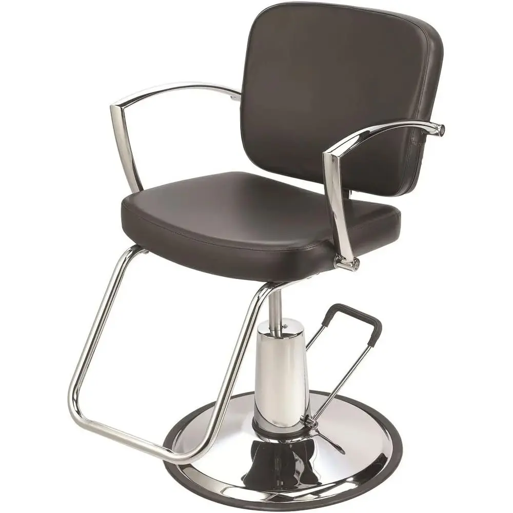 

Extra Wide Seat Hydraulic Styling Chair with Chrome Arms, Adjustable Height 19.5-25.5, Supports Up to 350 lbs, Black