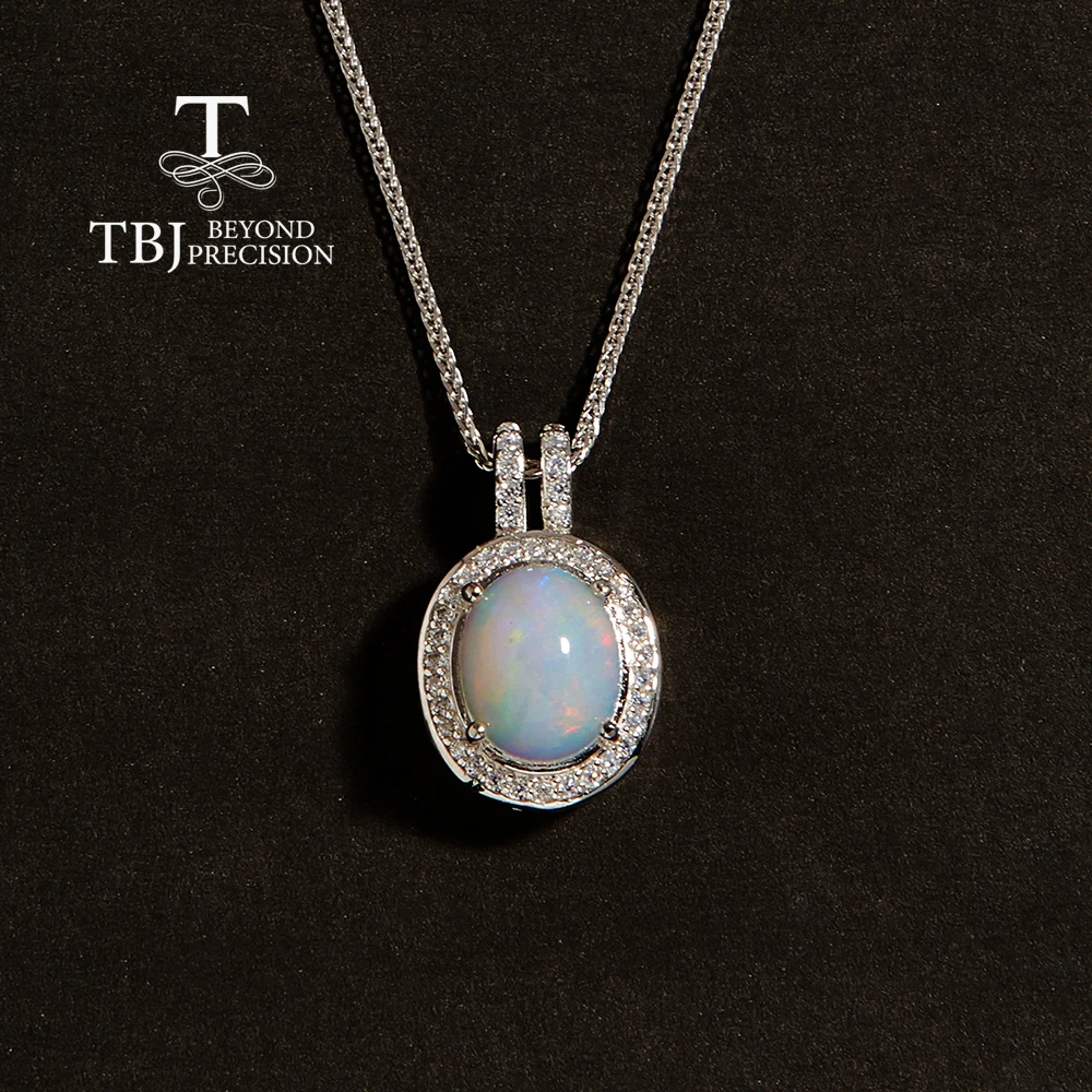 

Light Luxury Elegant Natural Opal Gemstone Pendant Necklace 925 Sterling Silver Fine Jewelry for Women Birthday & Party Gift