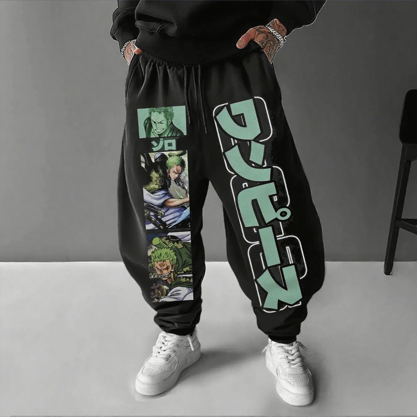 

Цельные брюки с японским анимационным периферийным принтом Луффи, американские спортивные осенние модные мужские и женские хлопковые леггинсы