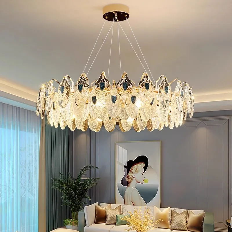 Round/Oval Light Luxury Gold LED Crystal Chandelier, lustre Living Room, Dining Room Home Lighting Decorative Ceiling Lights.