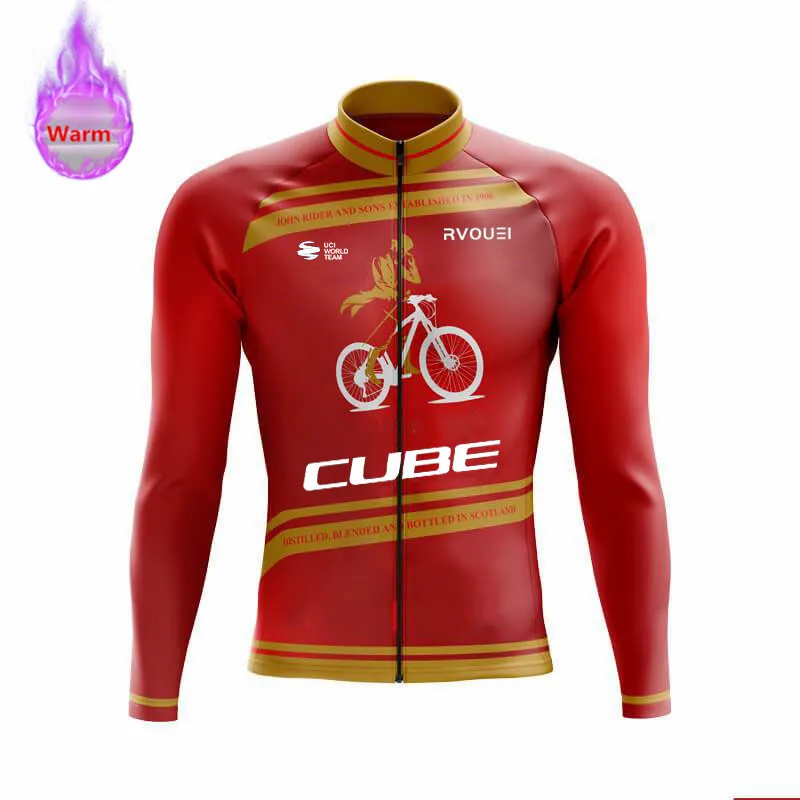 Winter Thermische Fleece Radfahren Jersey Sport Bike Rvouei Cube Pro Team Mountian Fahrrad Kleidung Ropa Ciclismo Invierno Hombre