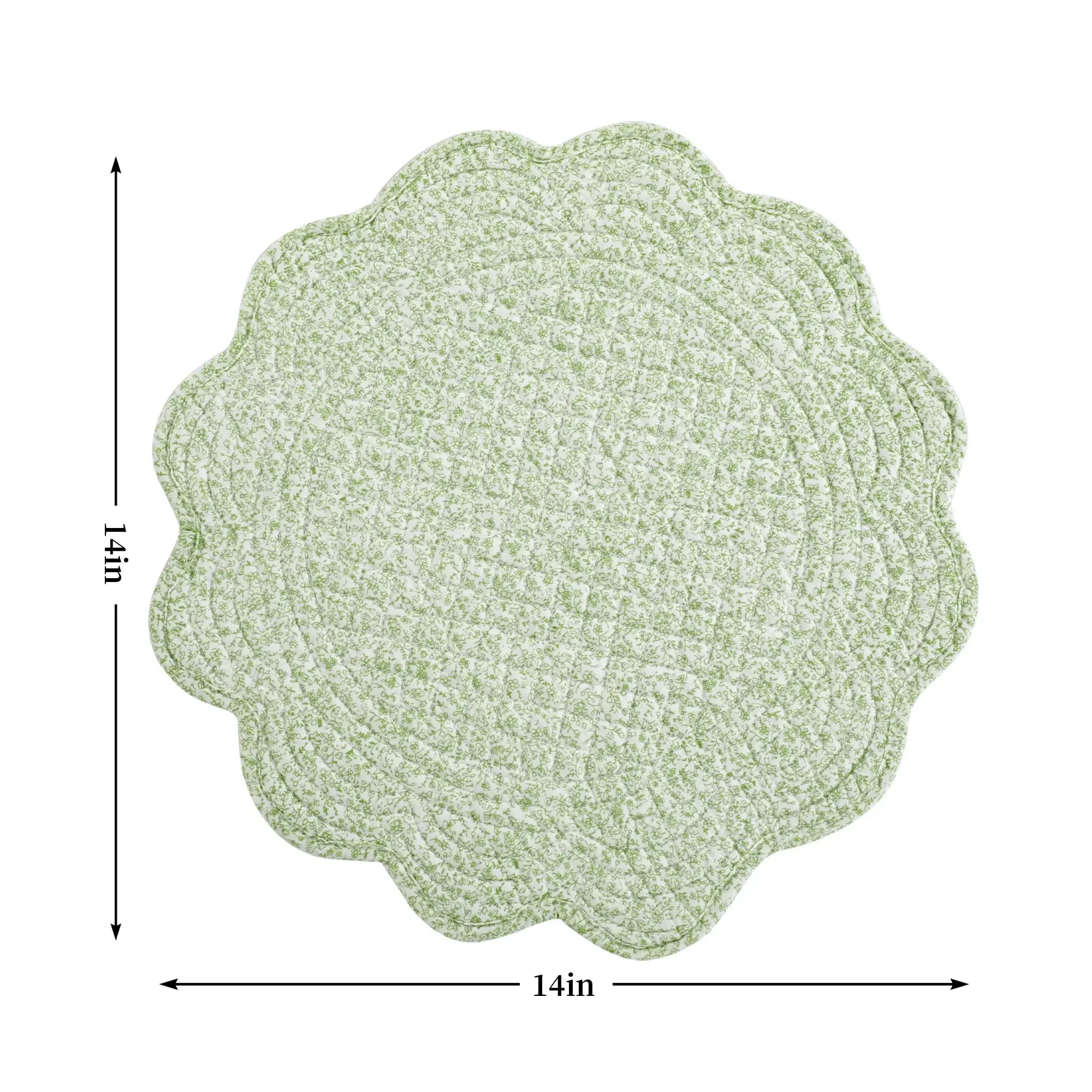 Quilted Placemats Washable Round Placemats for Table-100% Cotton Fabric 14 Inch Table Mats,Cotton Fabric with Microfiber Filling