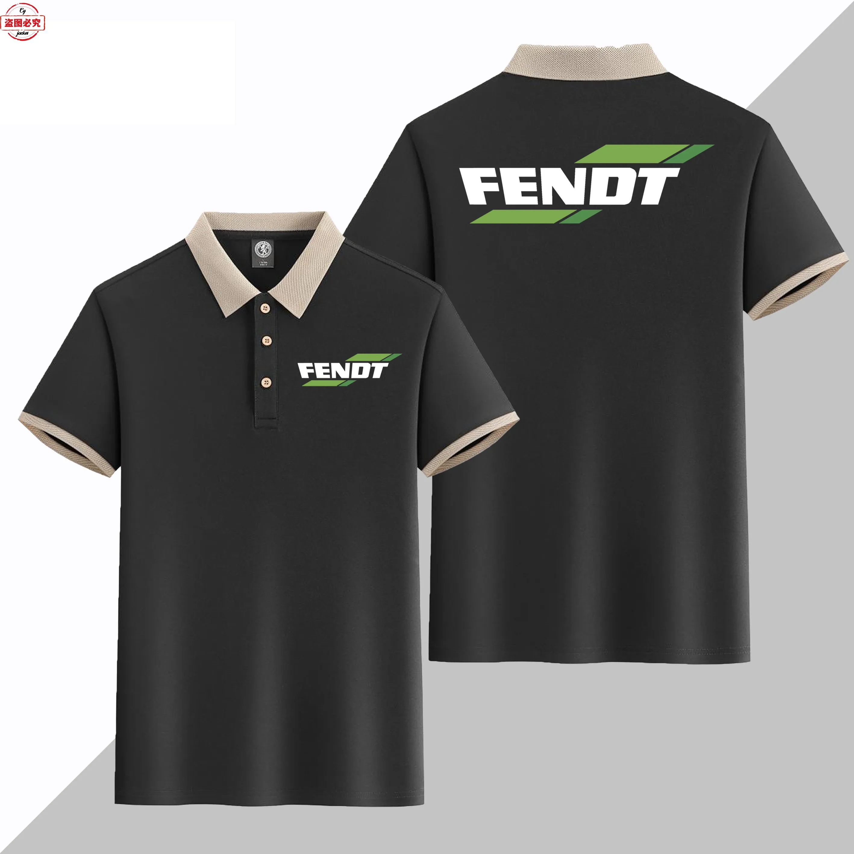 

Fendt Tractor Logo Printed Men's Business Casual Short Sleeved Sports T-shirt, Lapel Polo Shirt, Work Uniform, Team Uniform