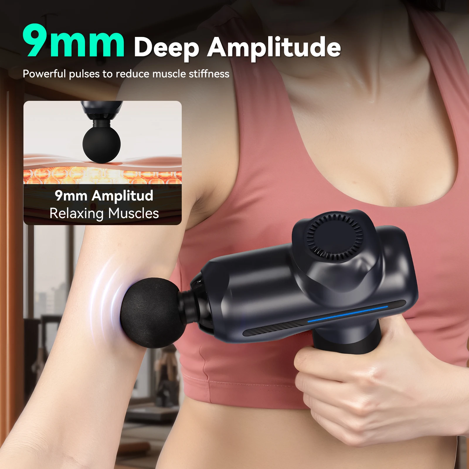 

Профессиональный 5-скоростной массажный пистолет для глубокого массажа тканей с LED-сенсорным экраном для восстановления мышц и снятия боли в теле