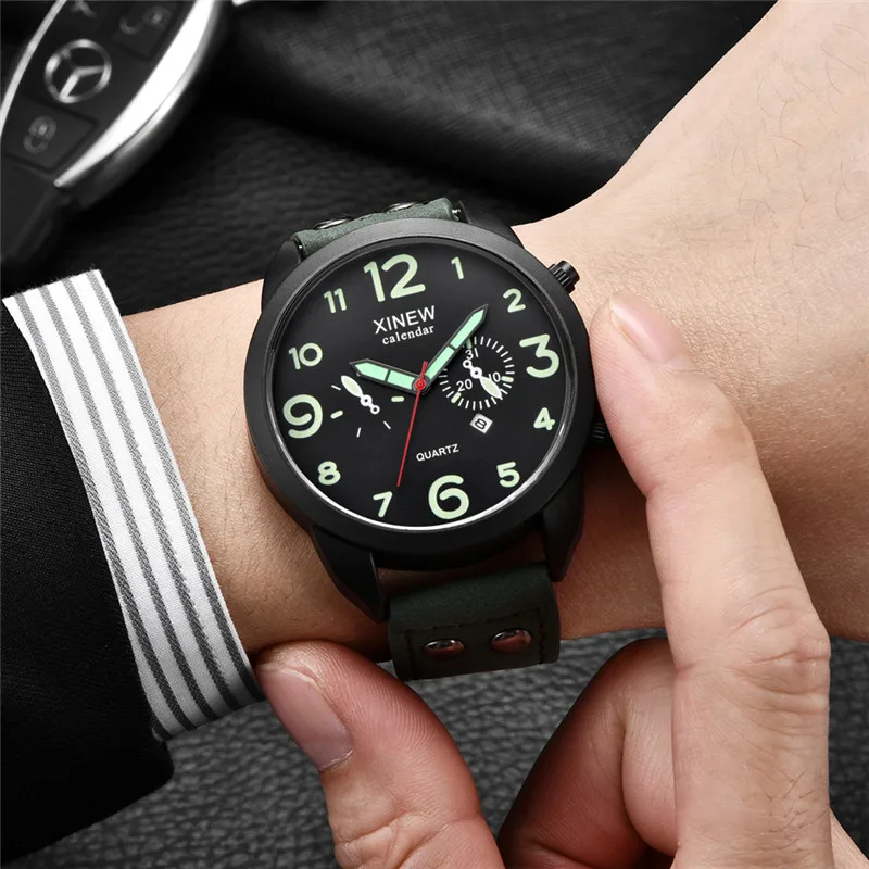 Relogio Masculino XINEW Brand Students Watches Black Men Boys Fashion Leather Band Gifts Watch Montre Homme Reloj Hombre 2026