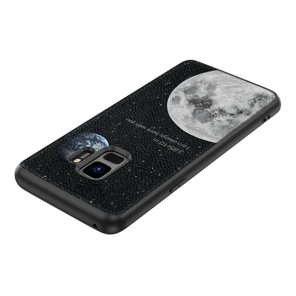 Backcover Lederen Hoesje Voor Samsung Galaxy S7 Edge S8 S9 Plus S10e S10x S10 Lite Hight Kwaliteit Maan Aarde Space Print Protecter