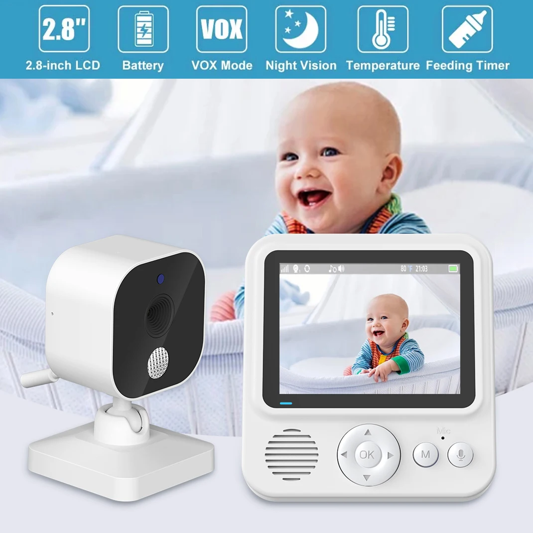 2.8Inch Baby Monitor Wireless Security Protection Video Surveillance With Temperature Display Screen Two Way Audio Indoor Camera