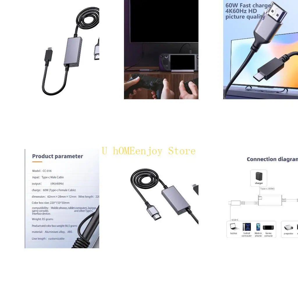 

B0KF Aluminum USB C to Hdmis Adapter 4K@60Hz with Power Delivery Fast Charging Compatible for Gaming Devices Laptops