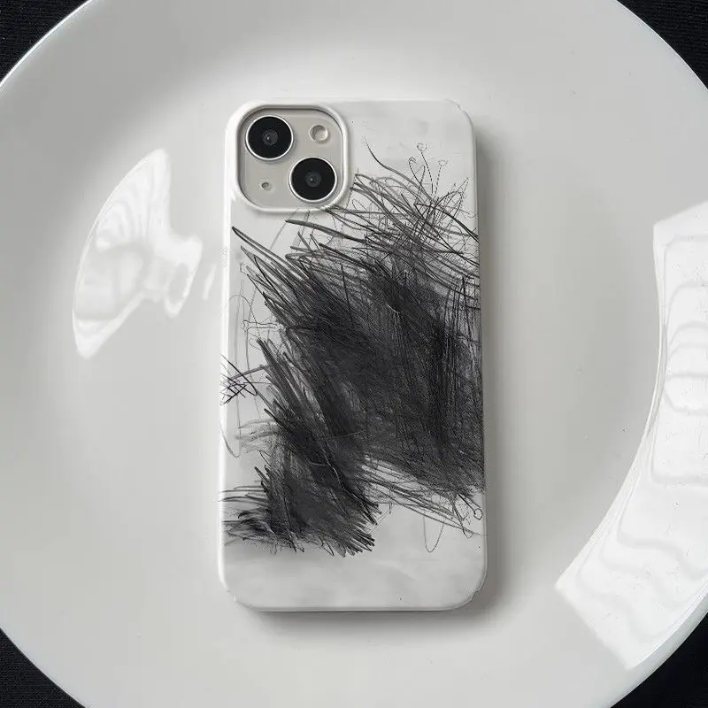Clmj Luxuriöse Neue Kreative Bleistift-Kritzeleien Handyhülle für iPhone 17 16 15 14 13 12 11 Air Pro Max XR XSMax Plus Glänzende Folie Harte PC-Hülle
