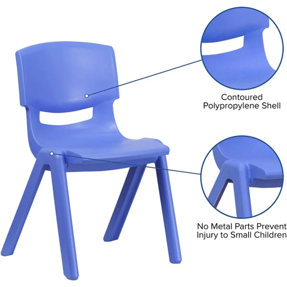 School Chairs, Seat Height 15.5 Inch 4 Pack Blue Plastic Stackable School Chairs for Classroom Office Stackable School Chairs