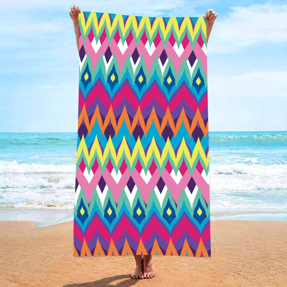 

Microfiber Beach Towel,Geometric Chevrons Zigzags,Daisy Flower, Sauna Spa,Surf, Swim,Gym Sports,Drop Shipping, Holiday Gift