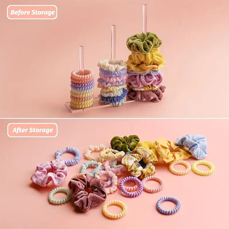 حامل عقال أكريليك حامل شفاف Scrunchie تخزين حامل عقال حامل منظم أساور حامل حلقات الشعر
