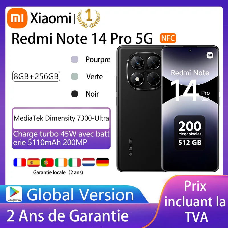 Xiaomi Redmi Note 14 Pro 5G，NFC，Smartphone，MediaTek Dimensity 7300-Ultra，6.67