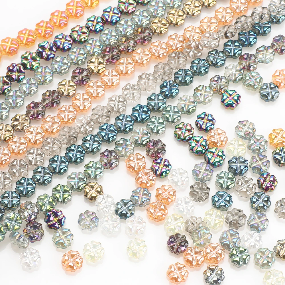50Pcs/Lot Crystal Cross Pendant 8mm Glass Flower Petal Beads Color For Jewelry Making DIY Garment Accessories Wholesale