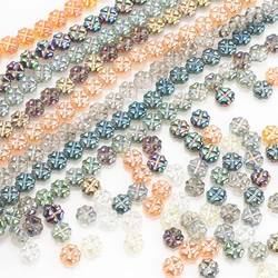 50Pcs/Lot Crystal Cross Pendant 8mm Glass Flower Petal Beads Color For Jewelry Making DIY Garment Accessories Wholesale