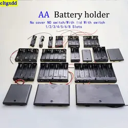 cltgxdd 1piece 1/2/3/4/5/6/8 slot port AA AAA transparent battery storage box rack with lead, cover and switch