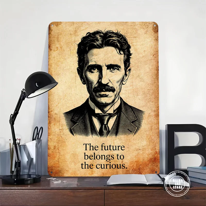 Nikola Tesla Quote Personalized 3D Textured Metal Poster Wall Art Tinplate Sign for Decor Living Room Decoration Man Wand Deko