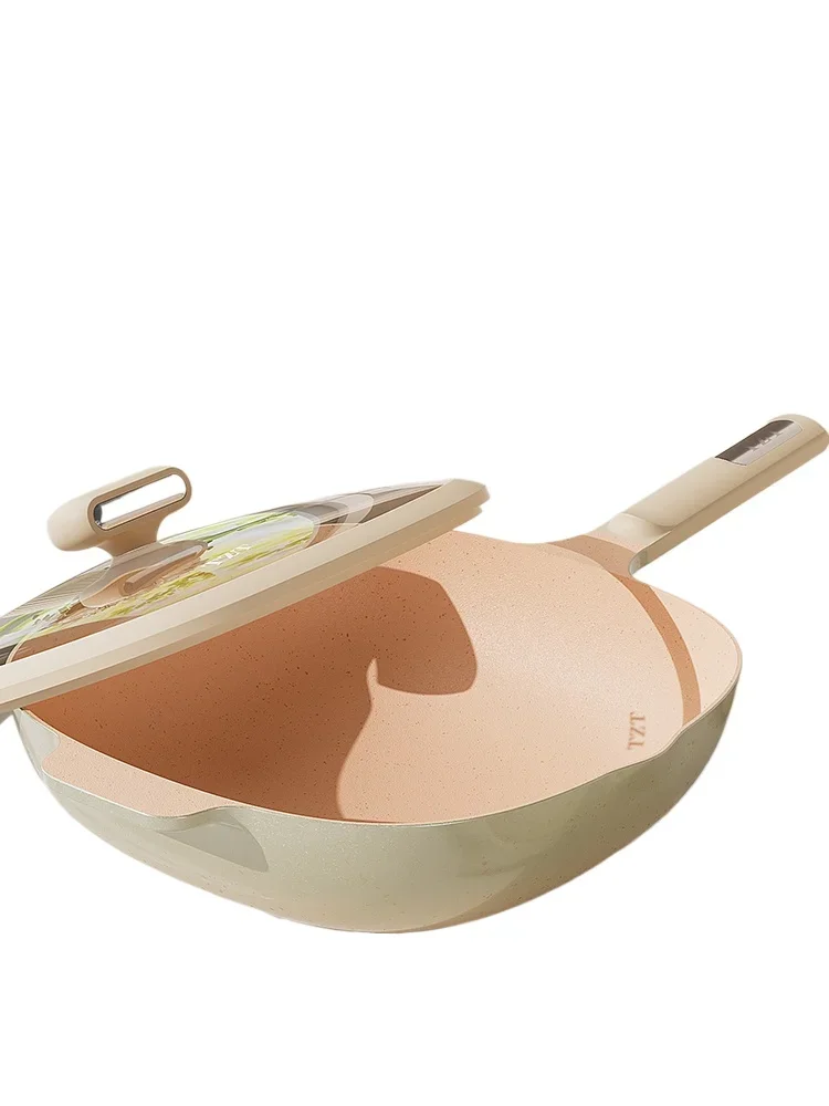 

Titanium crystal wok household non-stick pan uncoated frying pan