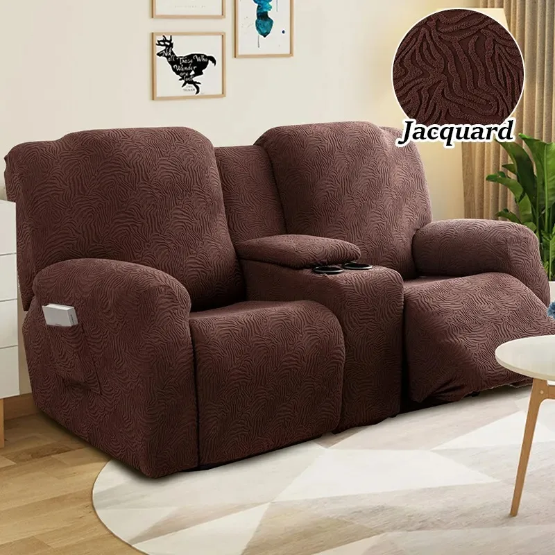 

Loveseat Recliner Sofa Cover with Center Console Jacquard Elastic 2 Seater Recliner Sofa Cover Lazy Boy Recliner Sofa Slipcovers