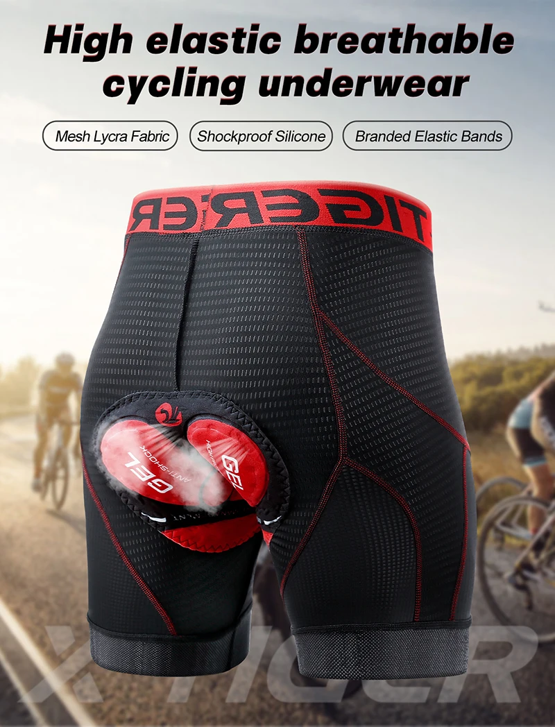X-TIGER Herren-Radunterwäsche-Shorts, 5D-gepolstert, für Sport, Reiten, Fahrrad, Fahrrad, MTB, Liner-Shorts mit rutschfesten Beingriffen – Detail 2