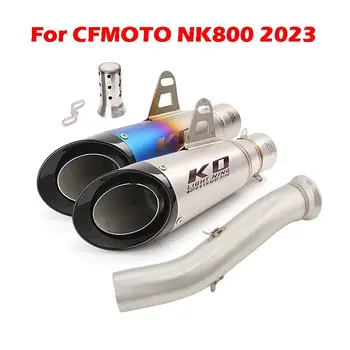 Slip on motorcycle exhaust system for CFMOTO NK800 2023 middle link pipe stainless steel 310mm muffler escape with DB Killer