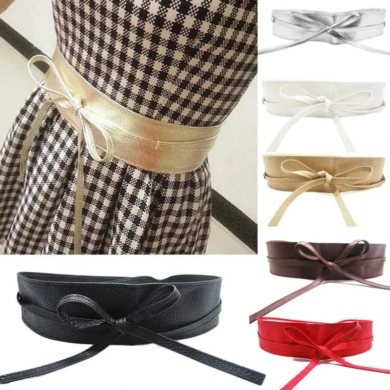 

Wide Belts Simple Wrap Waistband Coat Corset Designer Luxury Cummerbunds Waistbelt Women Belt for Dress Leather Bowknot
