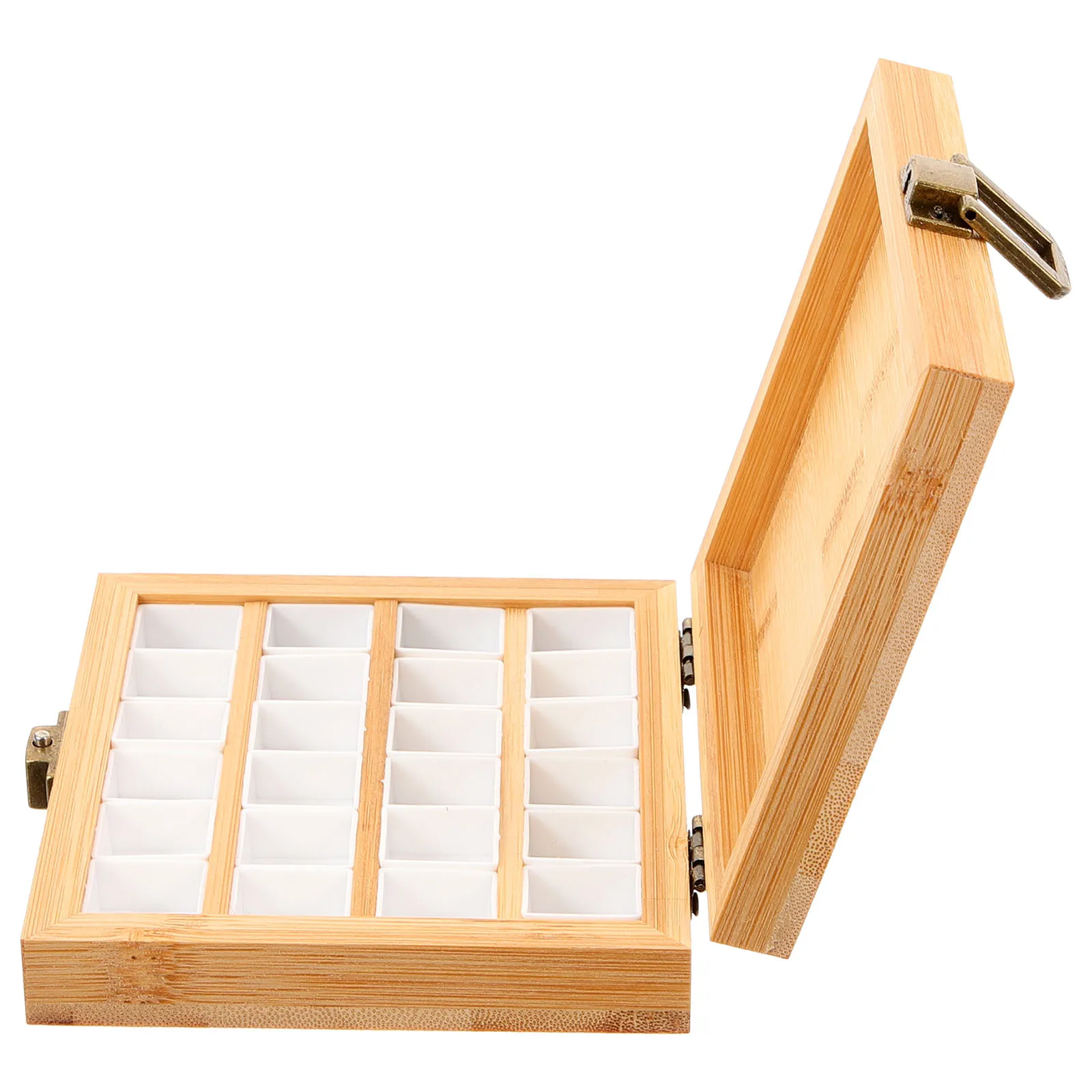 

Wooden Pigment Box 24 Grids Empty Watercolor Palette Portable Paint Mixing Tray Diy Storage Household Art Case