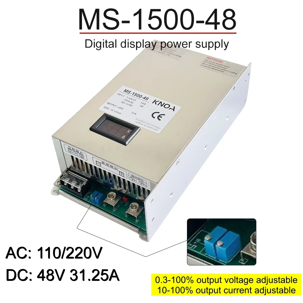 

1500W Switching Power Supply Adjustable Digital Display Power Supply 48v 31A 110V 220V AC TO DC 48V Source Laboratory Power SMPS