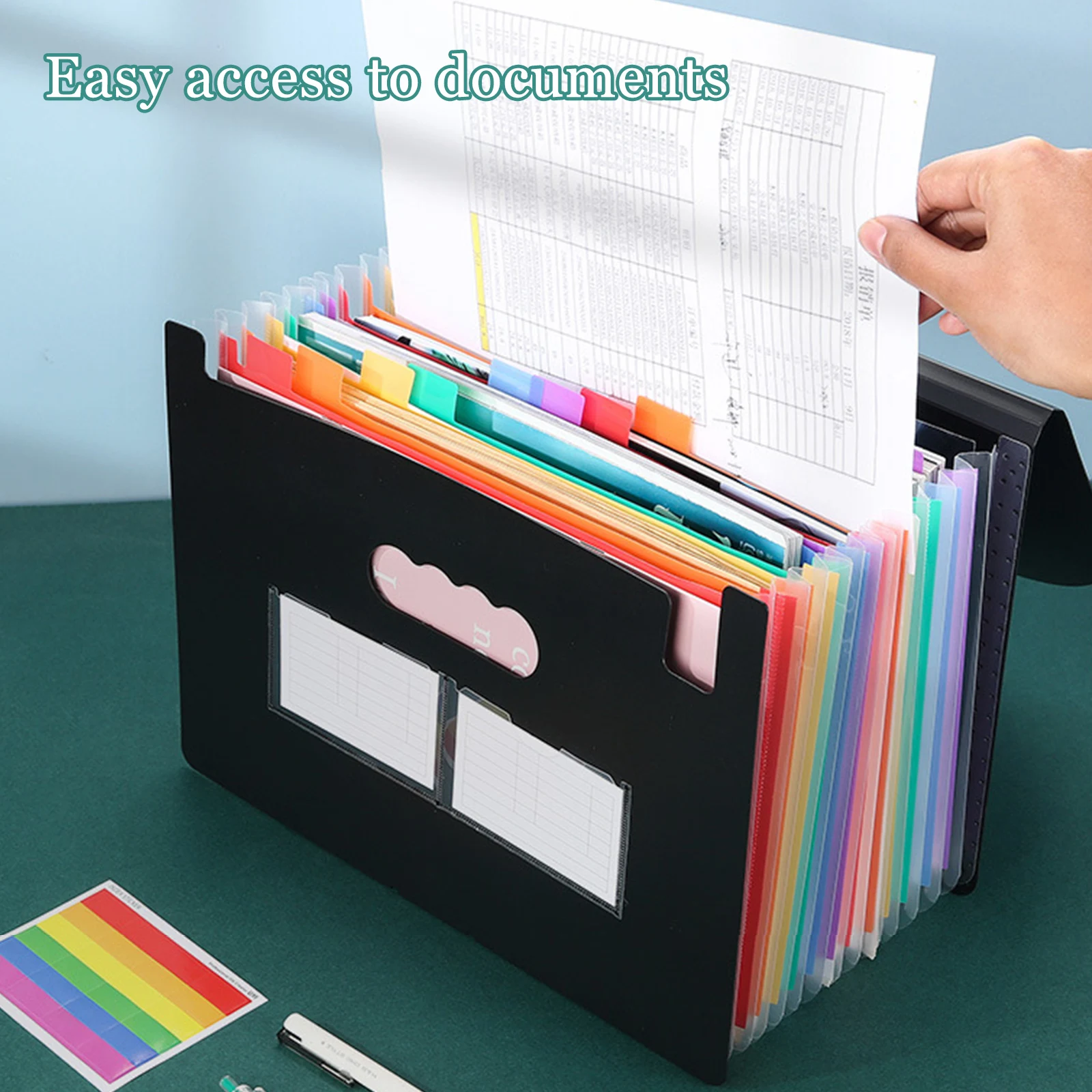 13/24 Pockets Accordian File Folder Expanding File Organizer Filing Box Multicolored Paper/Bill/Receipt/Document Holder Bag A4