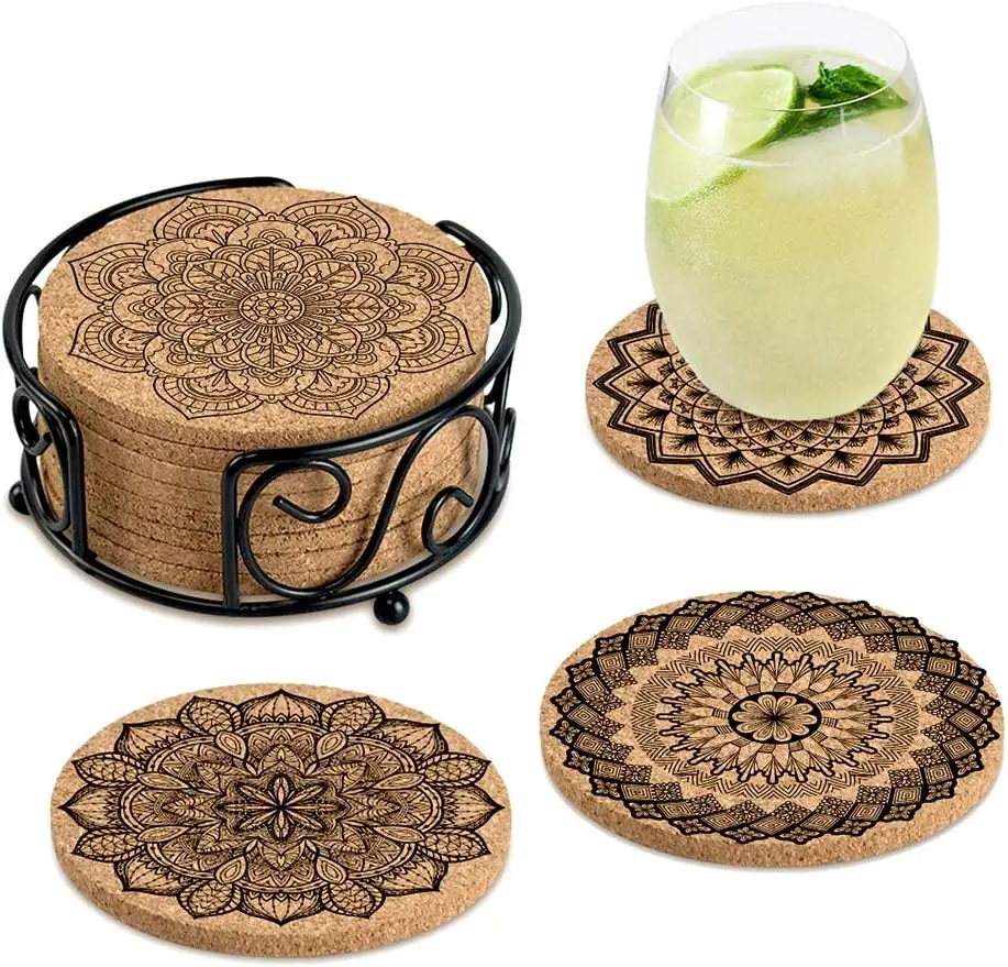 

Coasters For Drinks Absorbent Cork Coasters With Holder Housewarming Gifts For New Home Present For Friends,Living Room Decor,Ap