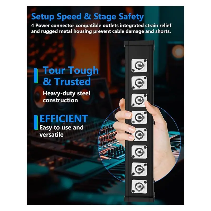 Feb.Pro Audio For Stage Lights, LED Screens, Moveing Heads Compatible 16A 8 Channel Multi Powercon Power Cable Breakout