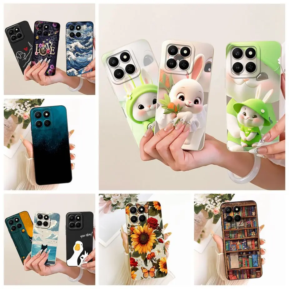 حافظة ذكية لهاتف Honor 400 LGN-NX1 غطاء كرتوني على شكل أرنب لطيف مقاوم للصدمات حافظة لهاتف Honor X7d HonorX7d 5G Fundas Coque