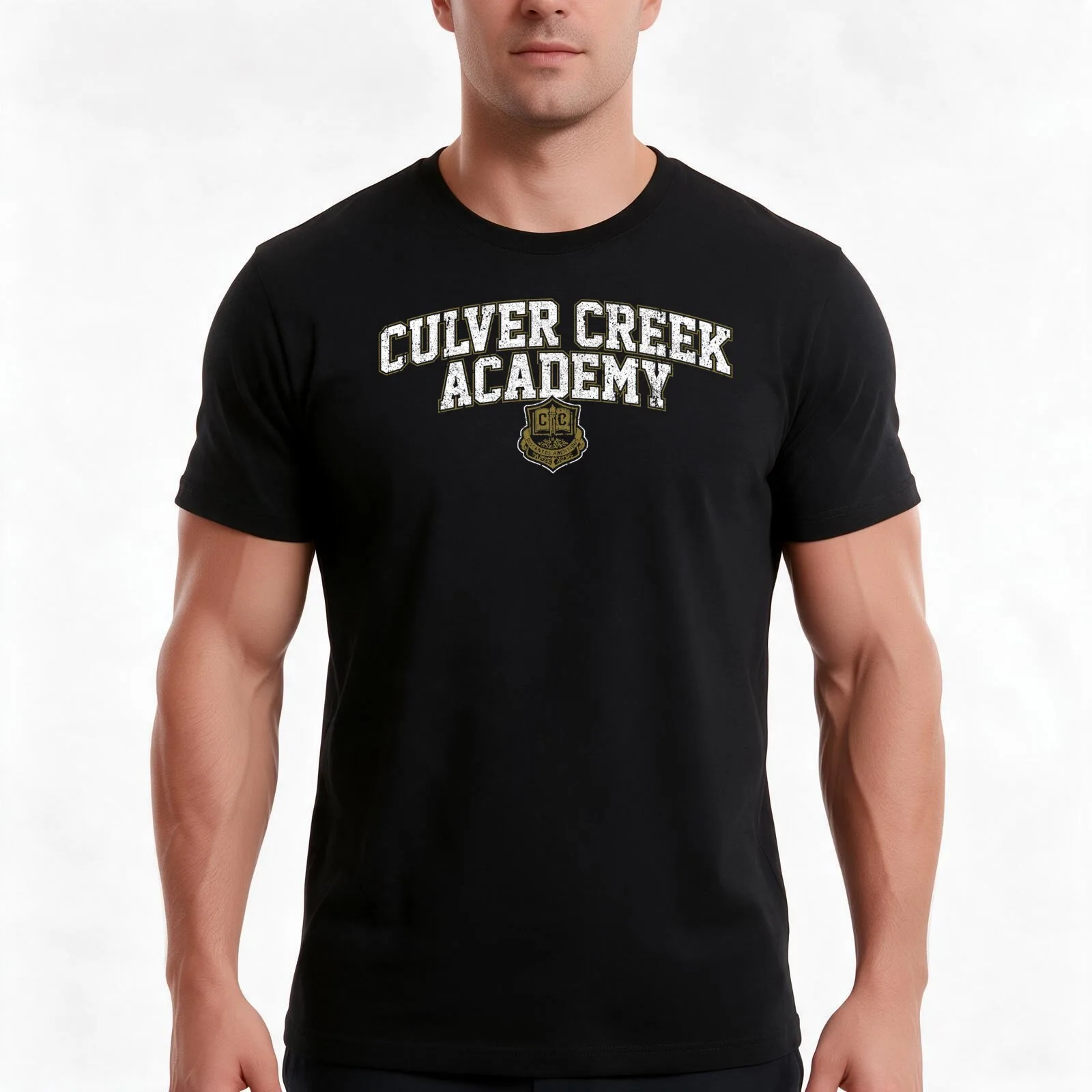 Culver Creek Academy T-Shirt, Summer Casual Cotton Tee, Oversized Streetwear Tops, Vintage Graphic Print, Loose Fit Short Sleeve