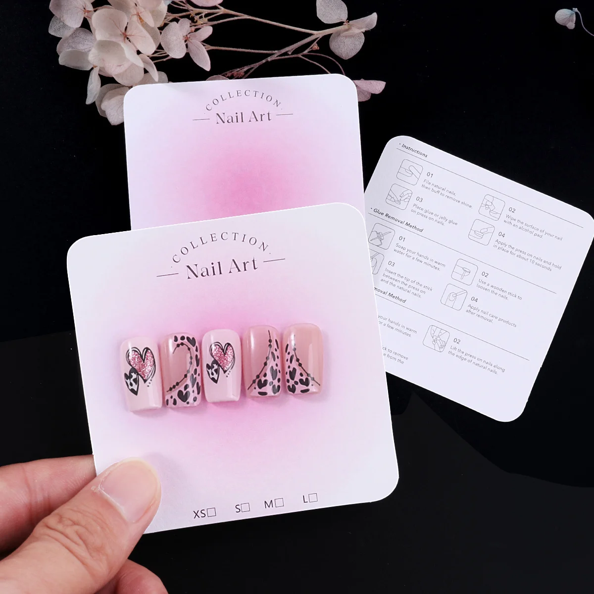 20/30pcs Gradient Blush Design Nail Display Cards Valentine Style Sweet Pink Packing Storage Card Board Manicure Supplies Tools