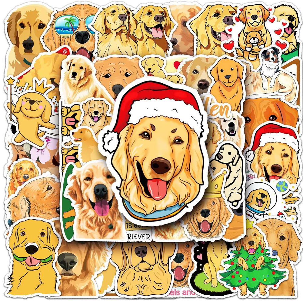 10/30/50pcs Cute Cartoon Golden Retriever Dog Stickers Scrapbook Laptop Phone Luggage Guitar Decoration Graffiti Sticker Kid Toy