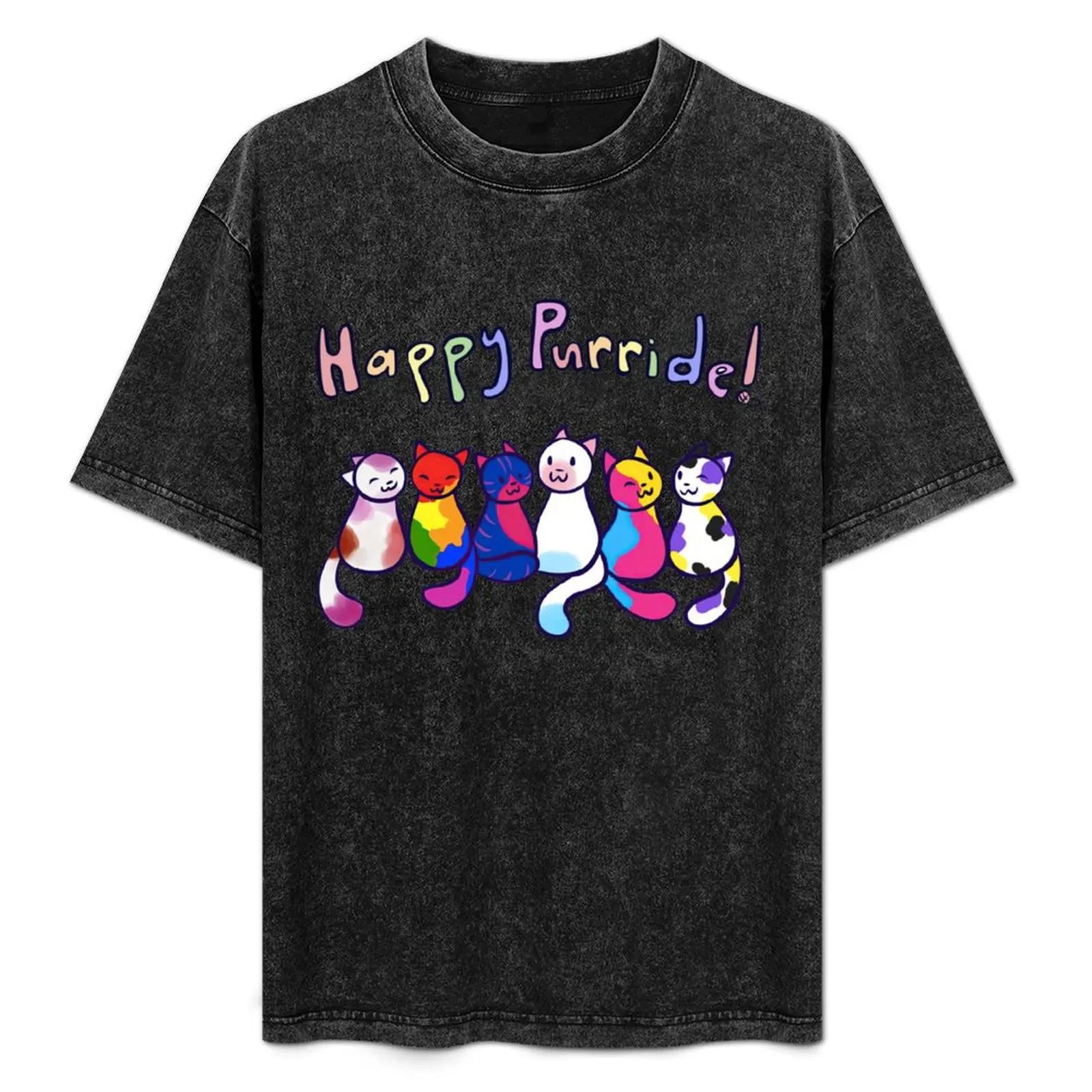 

Happy Purride cat T-Shirt Vintage Style Printed Top