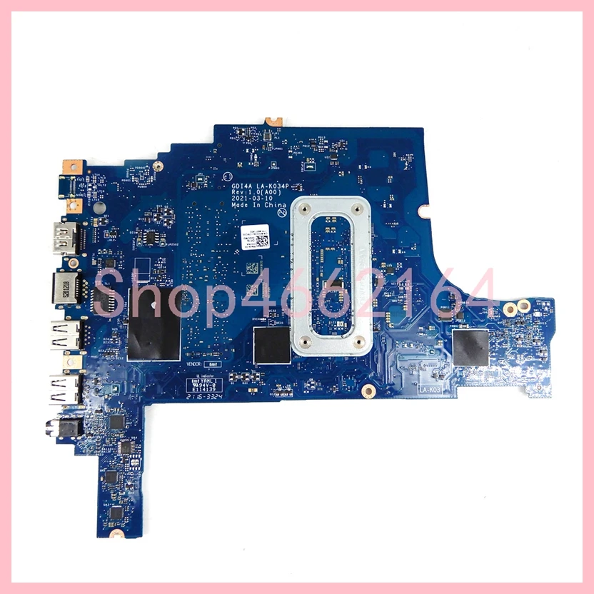 Imagem -02 - Placa-mãe Portátil para Dell Notebook Mainboard Cpu Vostro 3400 3500 Inspiron 3501 La-k034p I31115g4 I5-1135g7